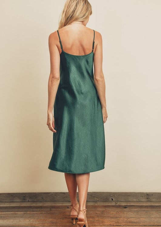 Emerald Silky Midi Dress Be the Aura Emerald Silky Midi Dress Be the Aura