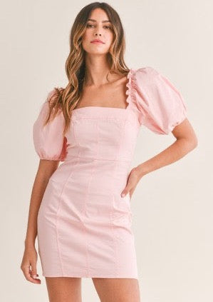 Pink Paris Puff Sleeve Dress