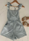 Blue Soft Denim Ruffle Romper
