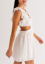 White Cutout Ruffle Dress