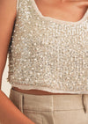 Champagne Sequin & Pear Crop Top