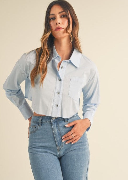 Blue Button Uo Collared Shirt