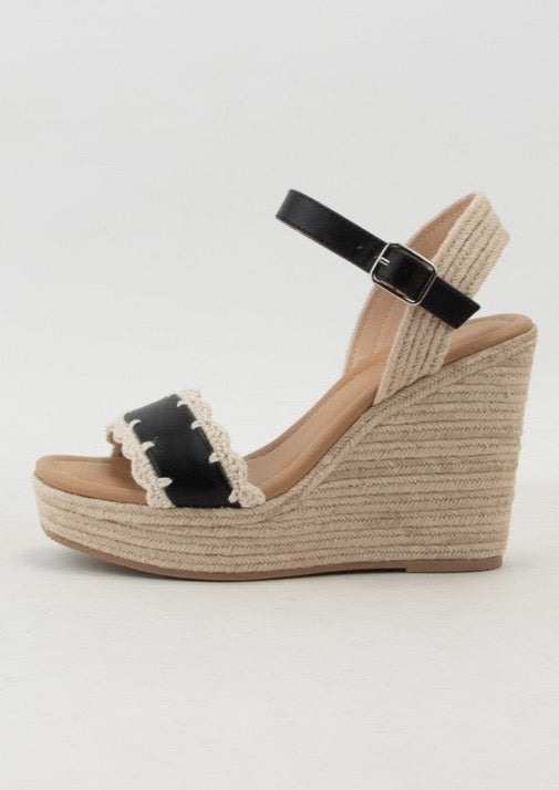 Z Black Crochet Lace Wedge