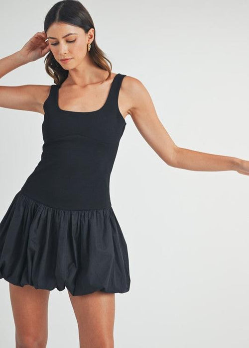 Black Paris Balloon Hem Dress