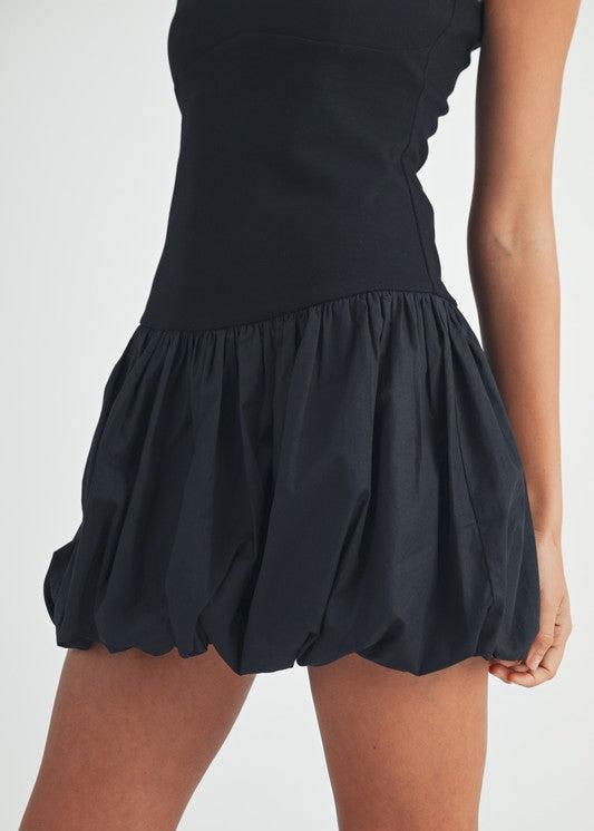 Black Paris Balloon Hem Dress