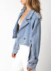 Blue Denim Crop Trench Coat