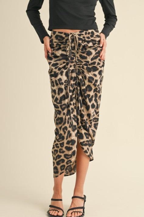 Mocha Leopard Midi Skirt