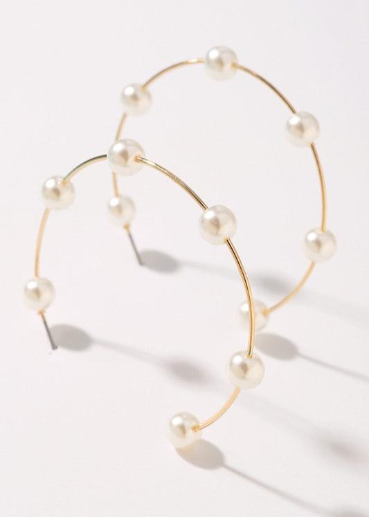 Oat & Gold Pearl Hoop