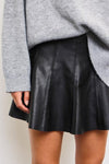 Black Leather Skater Skirt