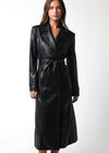 Black Leather Tech Dress Coat