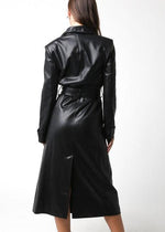 Black Leather Tech Dress Coat