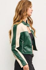 Emerald Leather Moto Coat