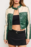 Emerald Leather Moto Coat