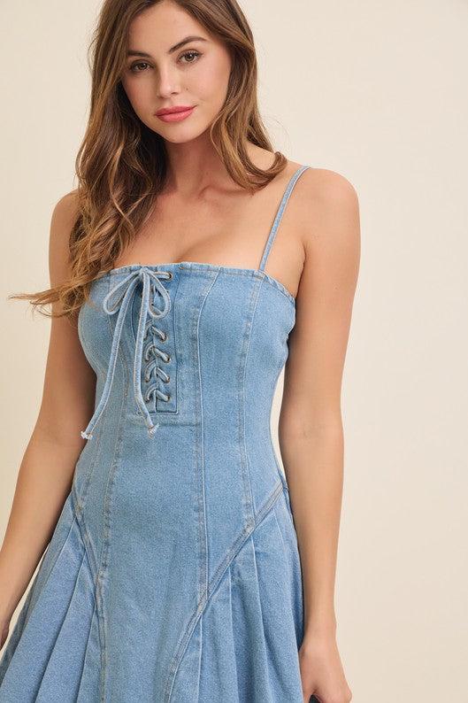 Denim Lace Up Dress