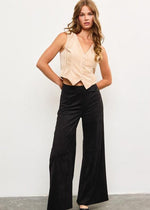 Black Suede Wide Leg Dress Pant