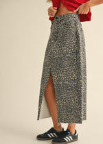 Mocha Leopard Denim Midi