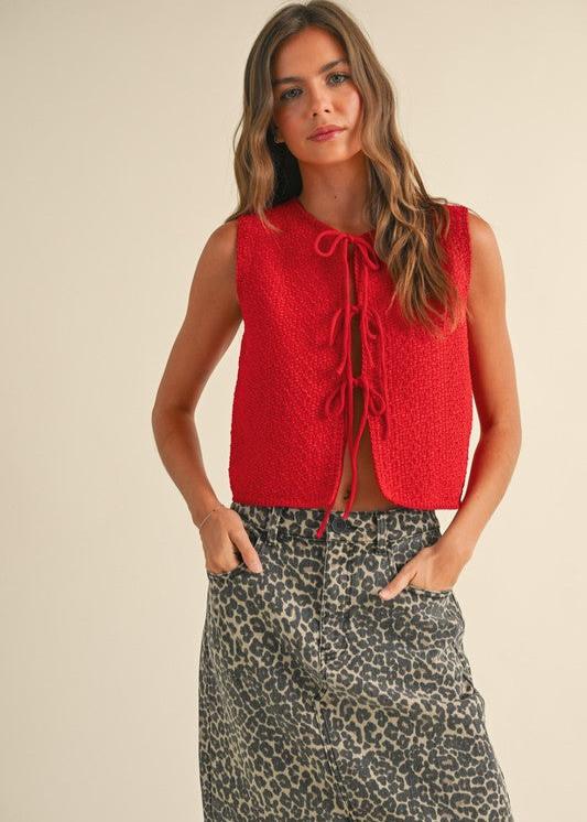 Red Bow Knit Vest