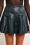 Black Leather Skater Skirt