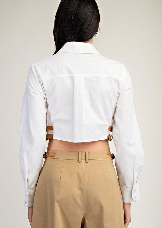 White Collared Equestrian Crop Top