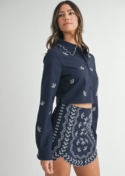 Navy Pompeii Embroidered Set