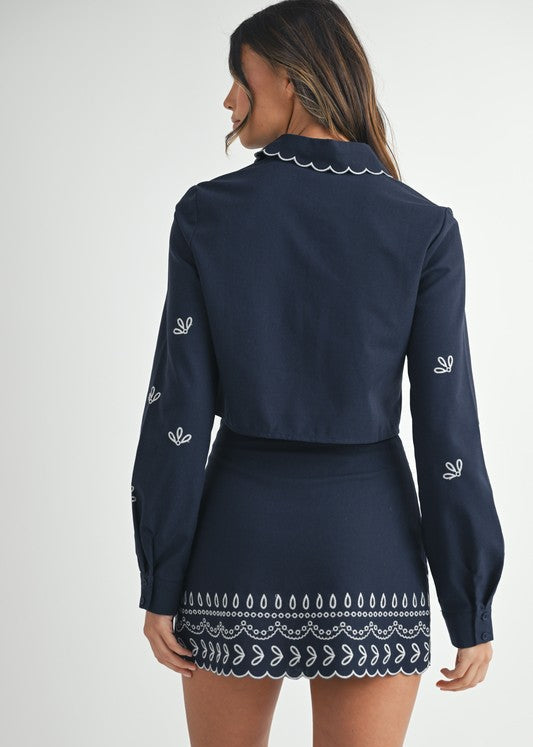 Navy Pompeii Embroidered Set