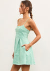 Sage Soft Denim Pleat Dress