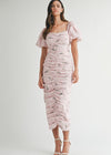 Pink Paris Ruched Midi