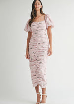 Pink Paris Ruched Midi