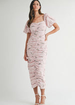 Pink Paris Ruched Midi