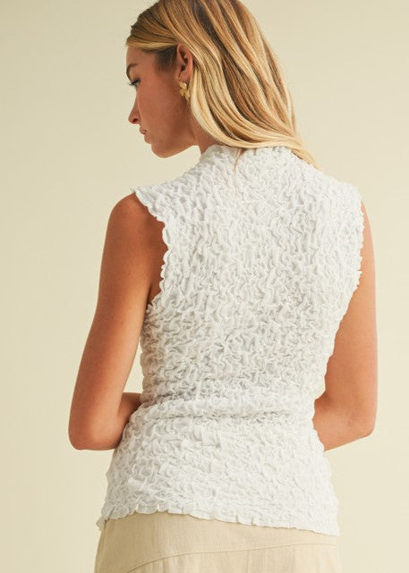 White Textured Dress Top