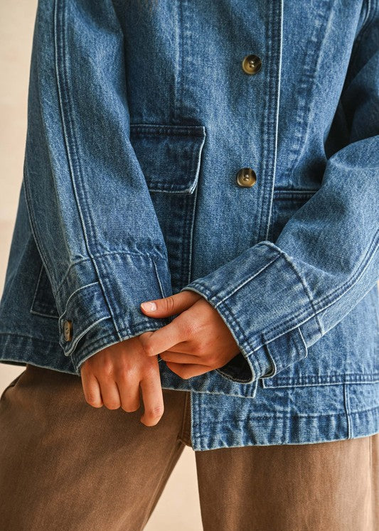 Blue Denim Sweater Cut Coat