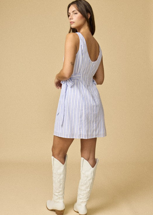 Pink Paris Pinstripe Bow Dress