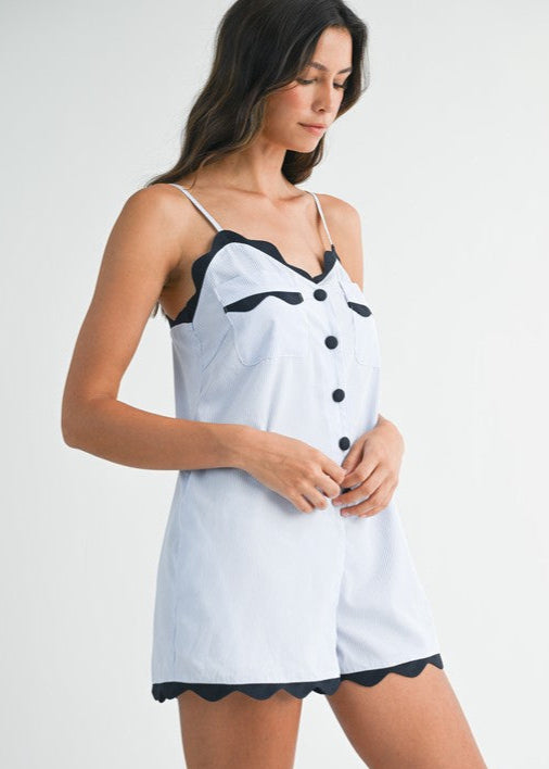 Blue Pinstriped Romper