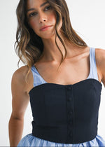 Navy Paris Suited Corset Top