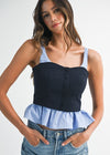 Navy Paris Suited Corset Top
