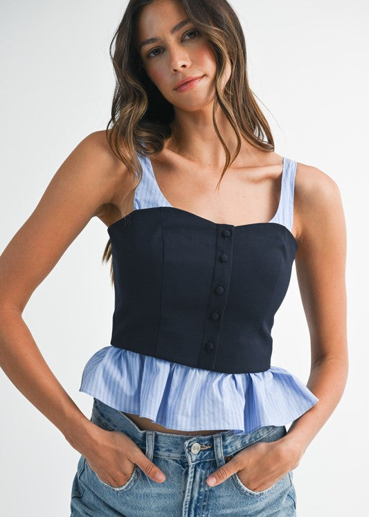 Navy Paris Suited Corset Top