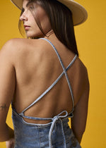 Denim Low Plunge Romper