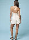 White Denim Plunge Romper