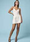 White Denim Plunge Romper