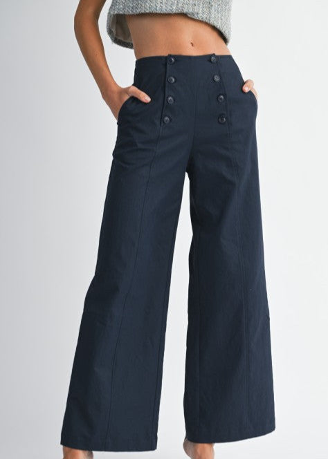 Navy Shore Wide Leg Dress Pant