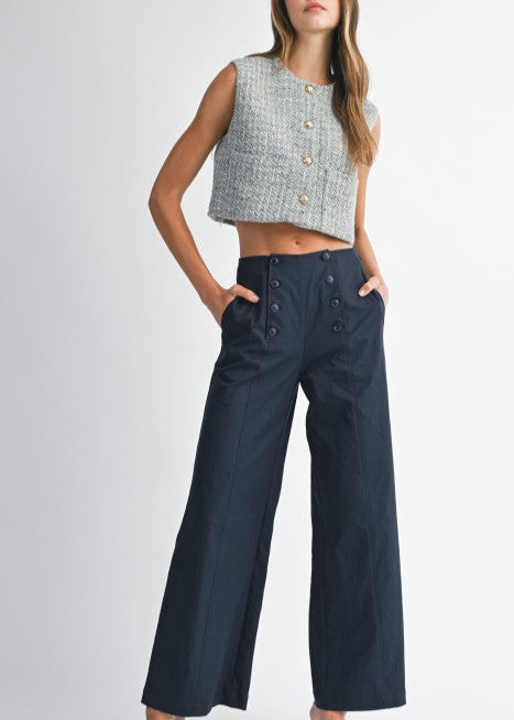 Navy Shore Wide Leg Dress Pant