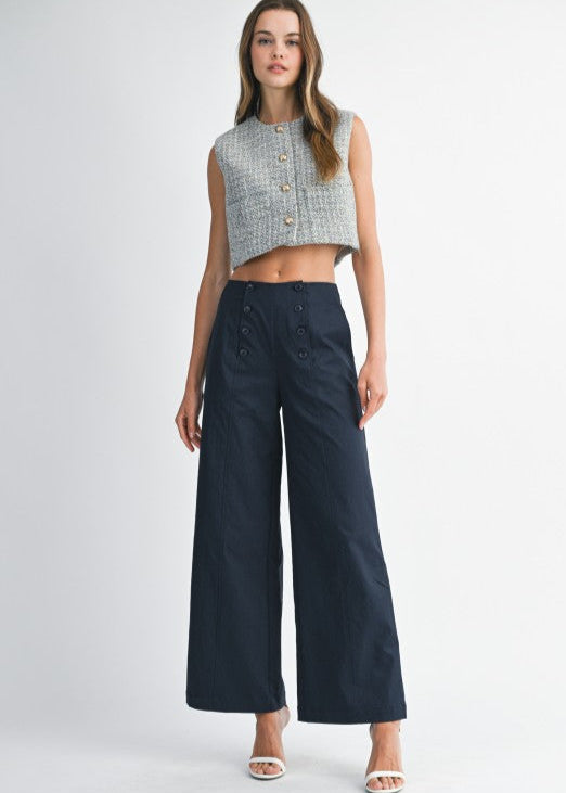 Navy Shore Wide Leg Dress Pant