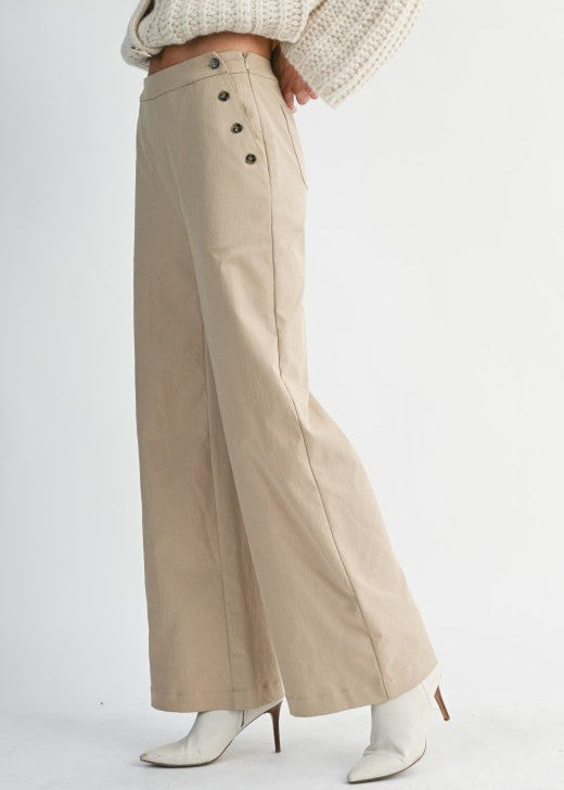 Oat Shore Wide Leg Dress Pant