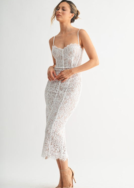 White Paris Lace Corset Midi – Be the Aura