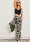 Black Silky Monochrome Wide Leg Pant