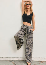 Black Silky Monochrome Wide Leg Pant