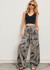 Black Silky Monochrome Wide Leg Pant