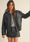 Black Vintage Leather Bomber Jacket