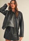 Black Vintage Leather Bomber Jacket