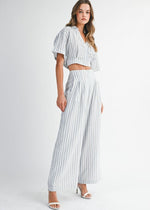 Blue Pinstripe Pant Set